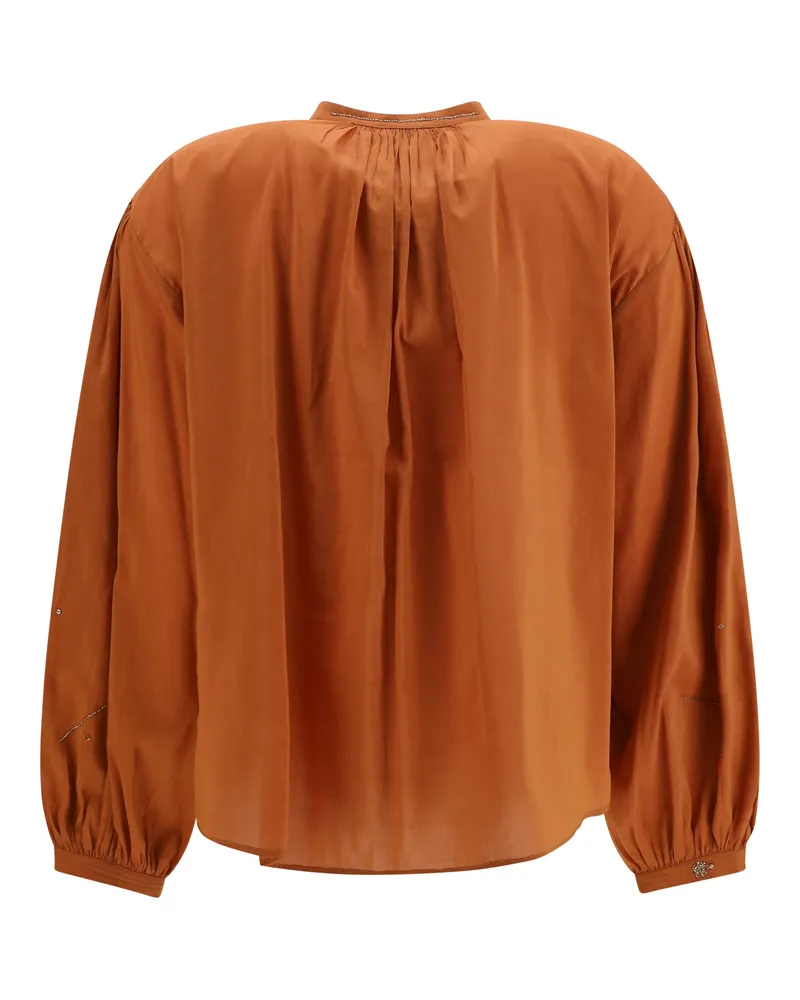 forte_forte Women's Fleurs Dorient Embroidered Voile Bohemian Shirt The Cotton; Silk Orange