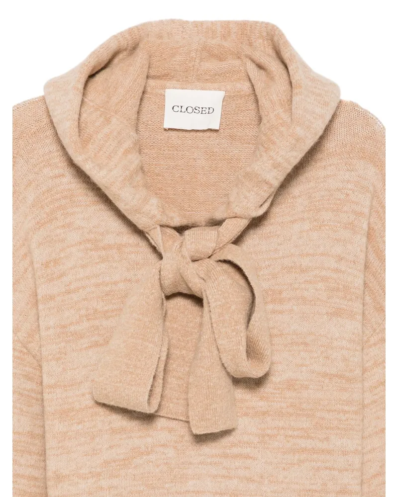 Closed Hooded Knit Sweatshirt — Beige Beige