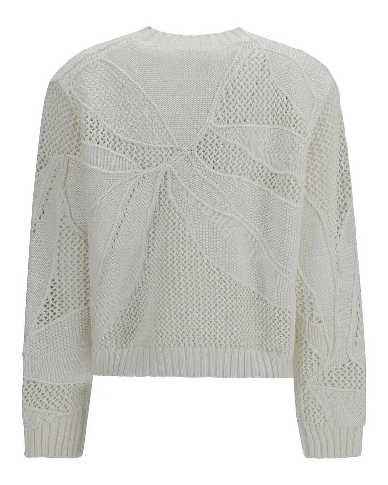 Max Mara Open-Knit Cotton Sweater — White White