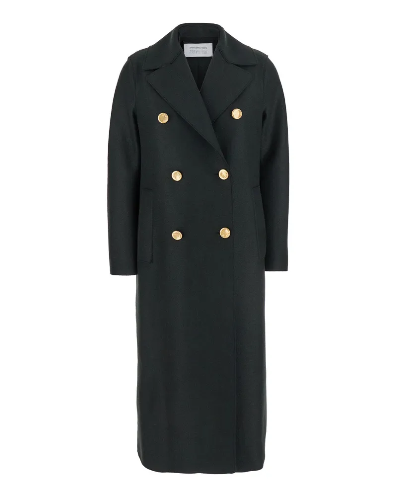 Harris Wharf London Double-Breasted Virgin Wool Coat — Black Black