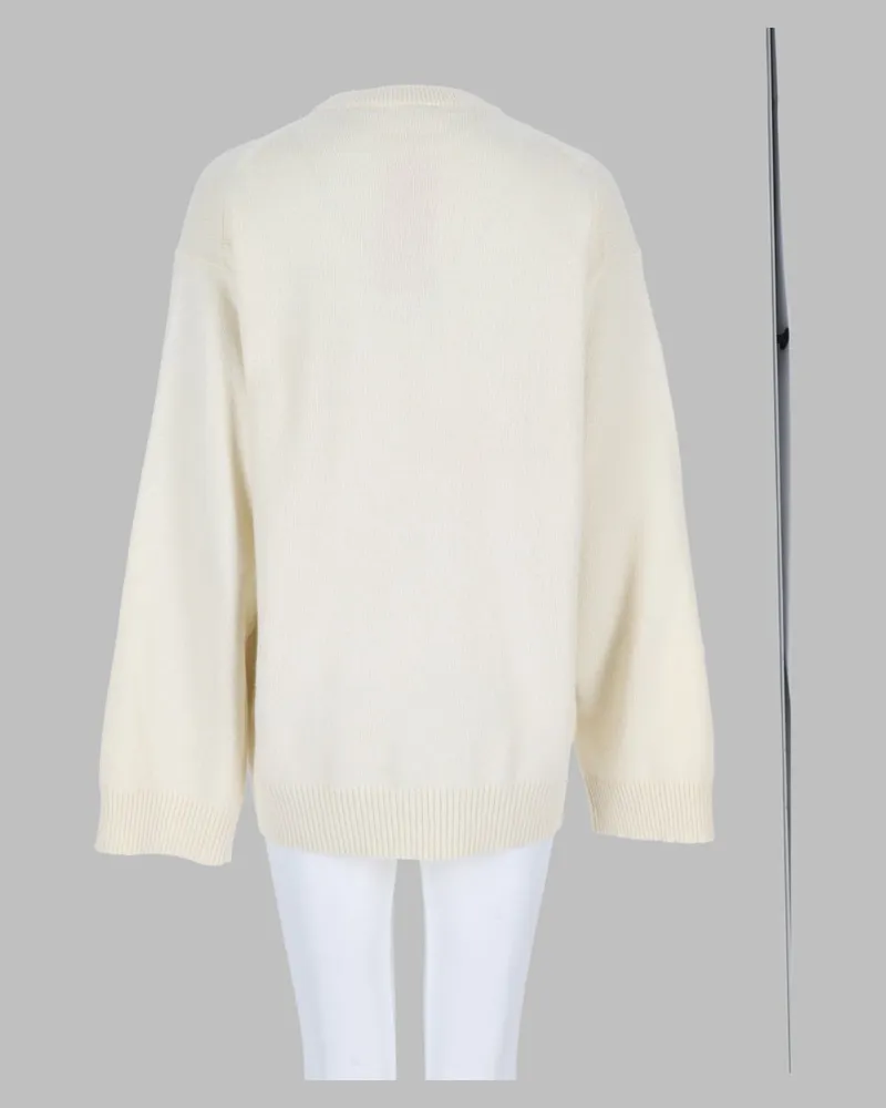 Ganni Logo Wool-Blend Sweater — Ivory Ivory
