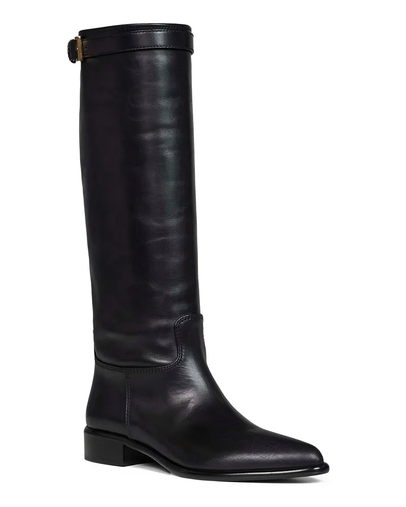 Prada Calf Leather Knee-High Boot — Black 