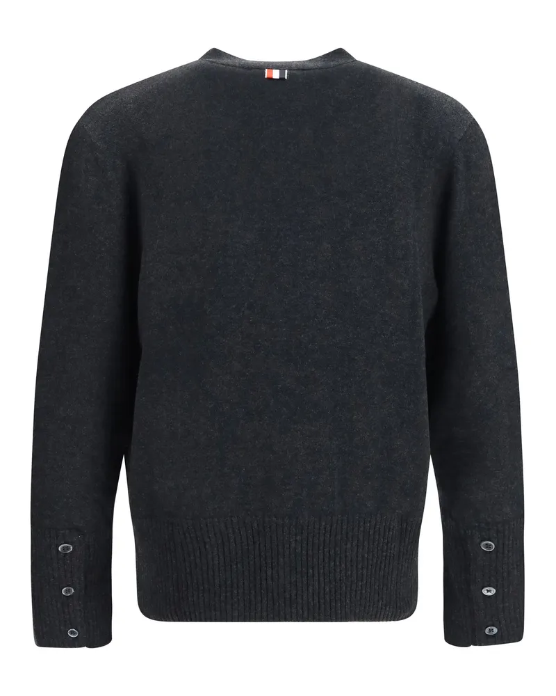 Thom Browne Virgin Wool Cable-Knit Cardigan — Gray Gray