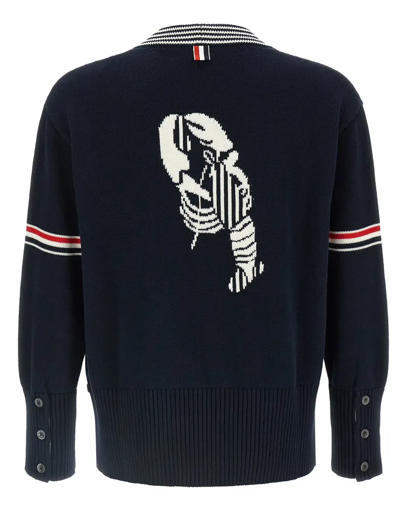 Thom Browne Striped Ribbed Cotton Cardigan — Navy Navy