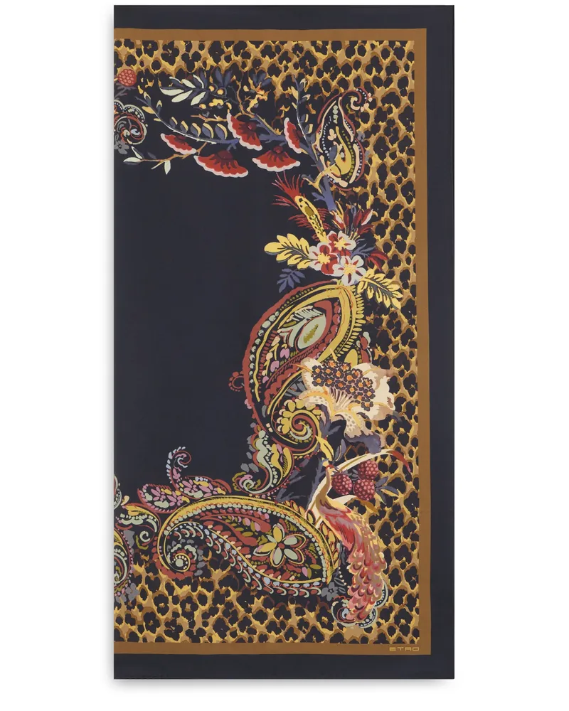 Etro Women's Scarf Animal-Print Silk Multicolour Scarfs Multicolor