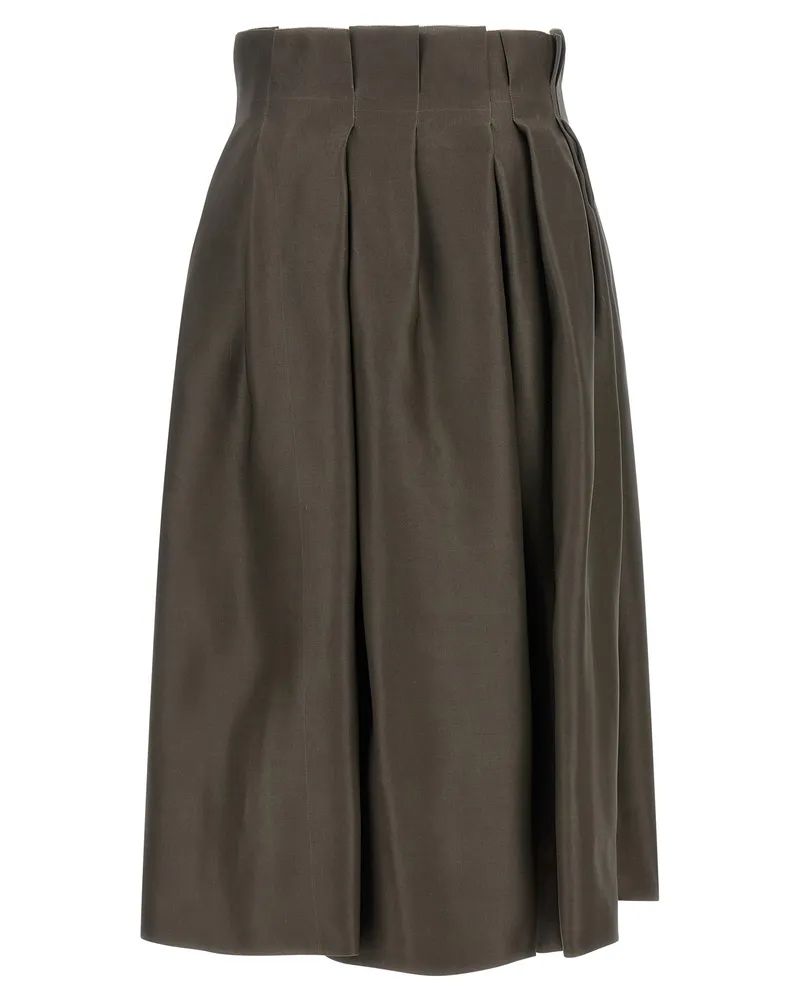 KHAITE Women's Brown Silk Midi Skirt Brown