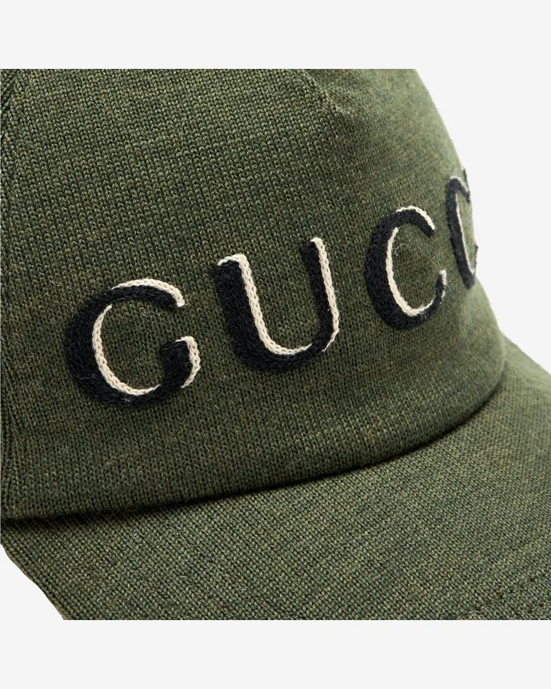 Gucci Men's Wool Baseball Cap With Logo Green Hat Green