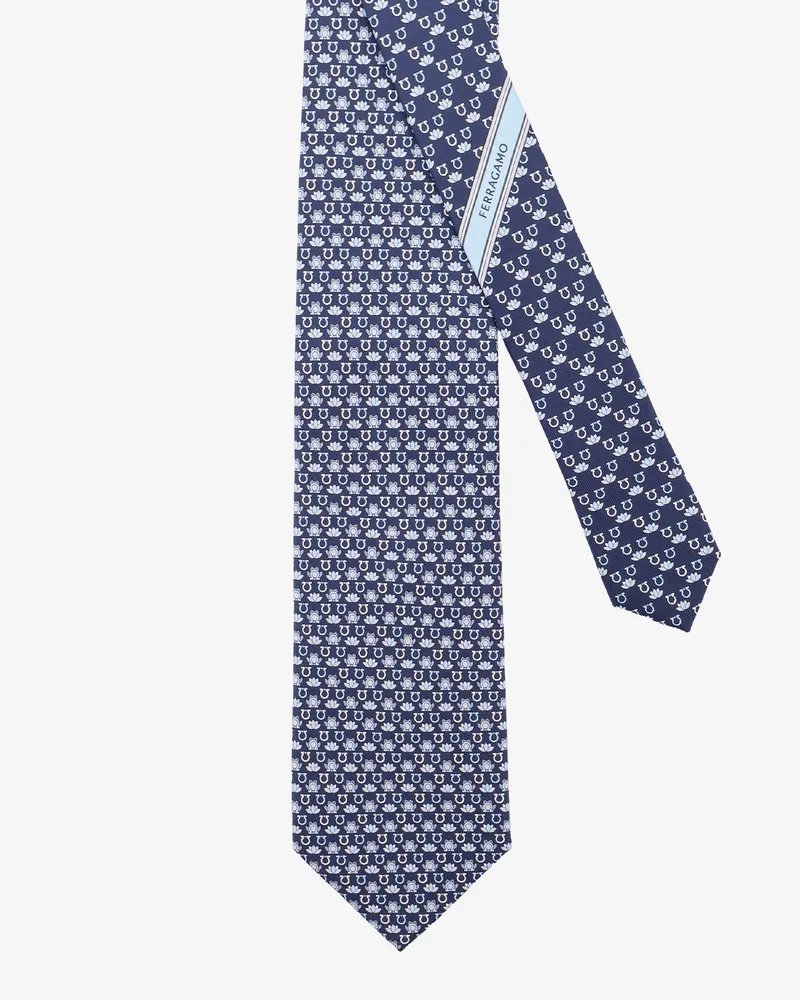 Ferragamo Men's Silk Tie Clarissa Blue Ties & Bow Blue