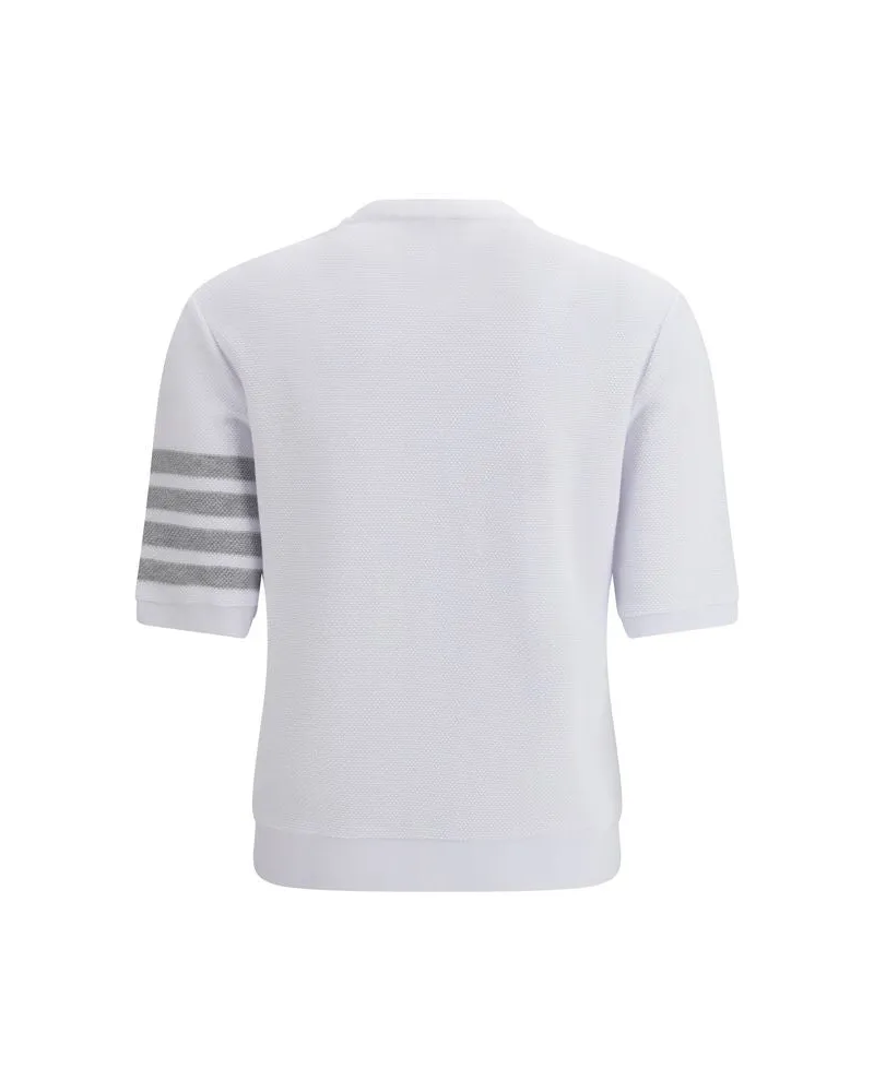 Thom Browne 4-Bar Striped Cotton T-Shirt — White White