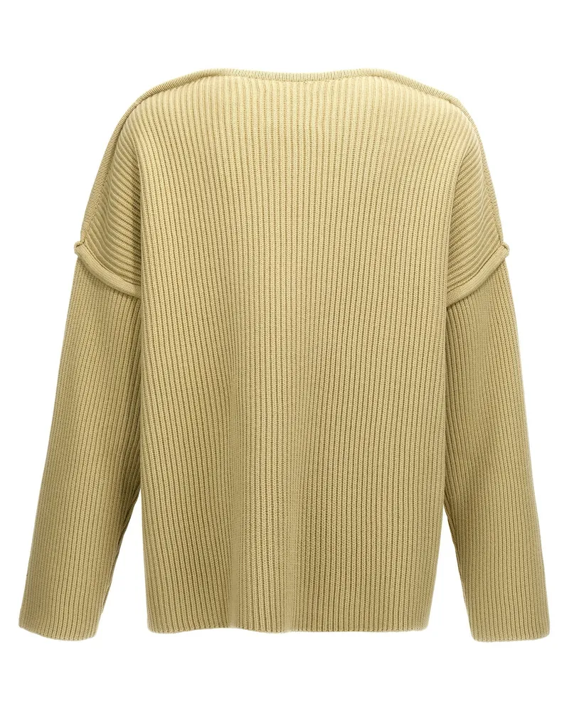 Jil Sander Ribbed Wool Sweater — Beige Cream