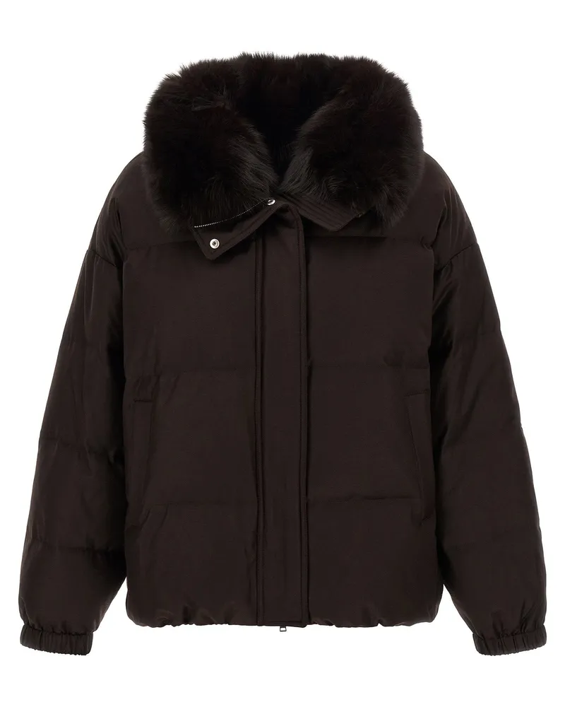 Yves Salomon Fox Fur Collar Down Jacket — Black Black