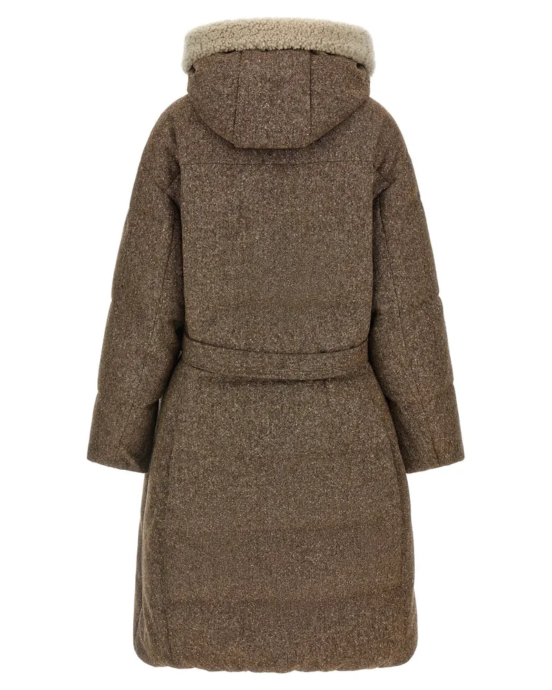 Brunello Cucinelli Wool-Blend Padded Coat — Taupe Taupe