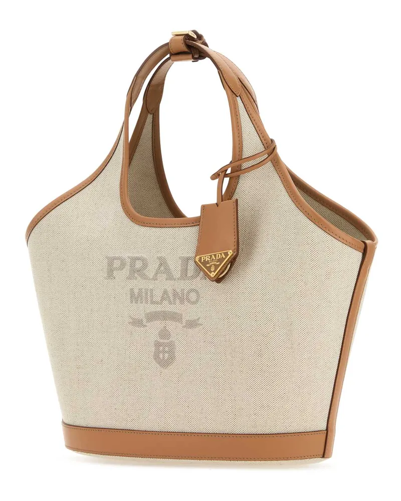 Prada Women's Sand Canvas Handbag Naturale Borse A Mano Bag Beige