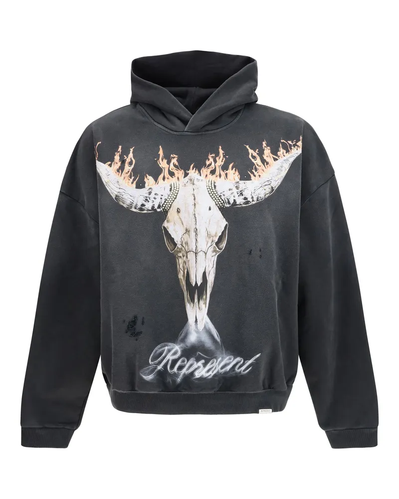 REPRESENT Men's Hoodie British Cowboys Stained Black Cotton Sweatshirts Sweater Black