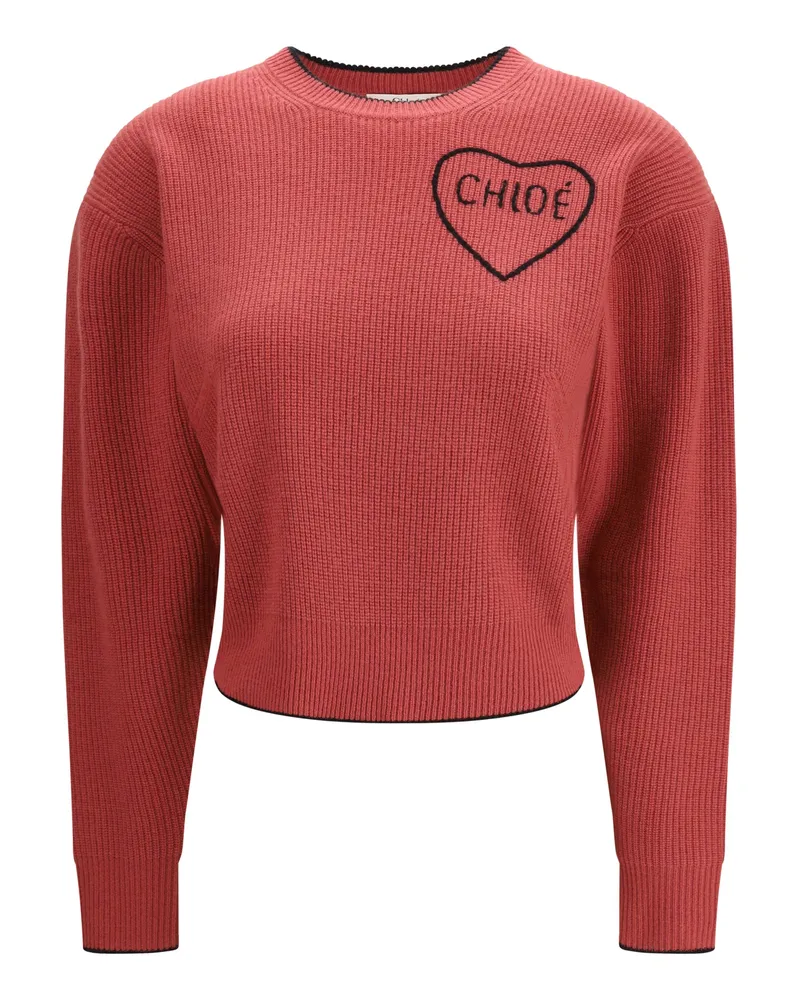 Chloé Women Cropped Pullover Coppery Pink Wool (ovis Aries) Sweater Pink