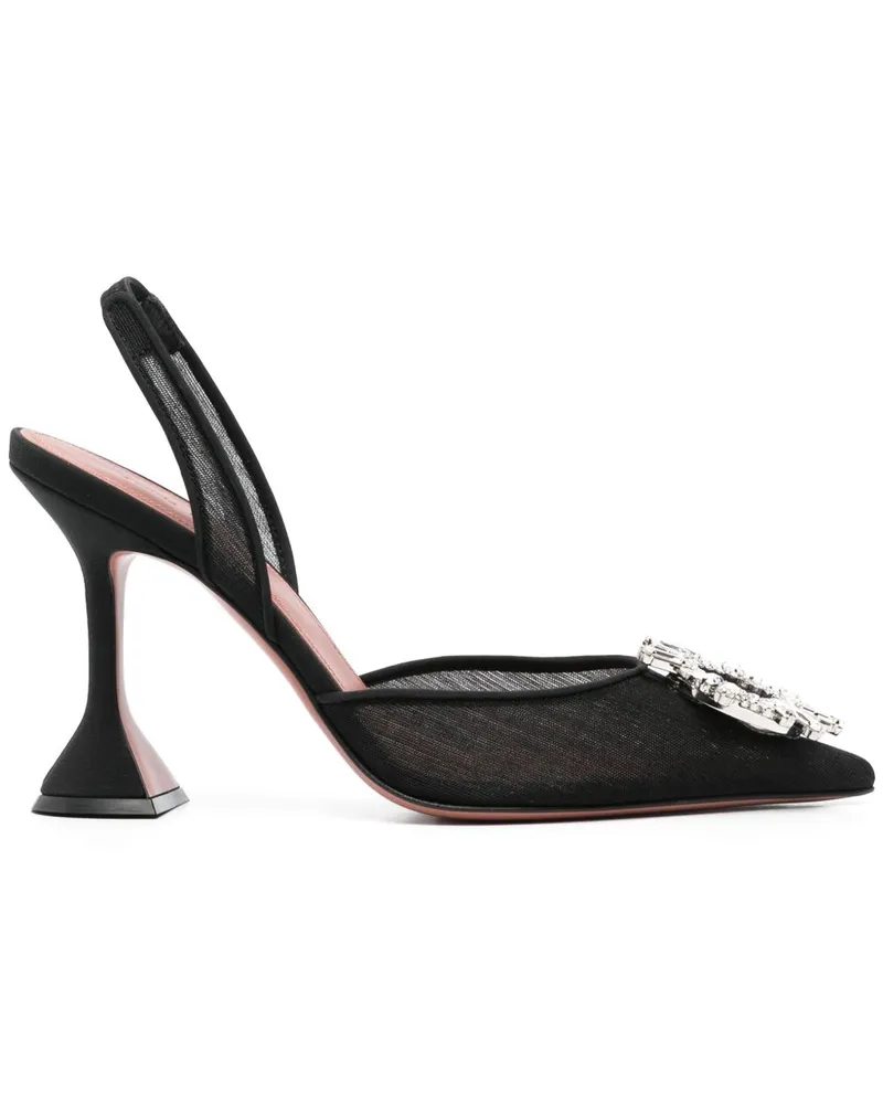 Amina Muaddi Women's Slingback Pumps Begum Mesh 95 Black High Heel Shoes Black