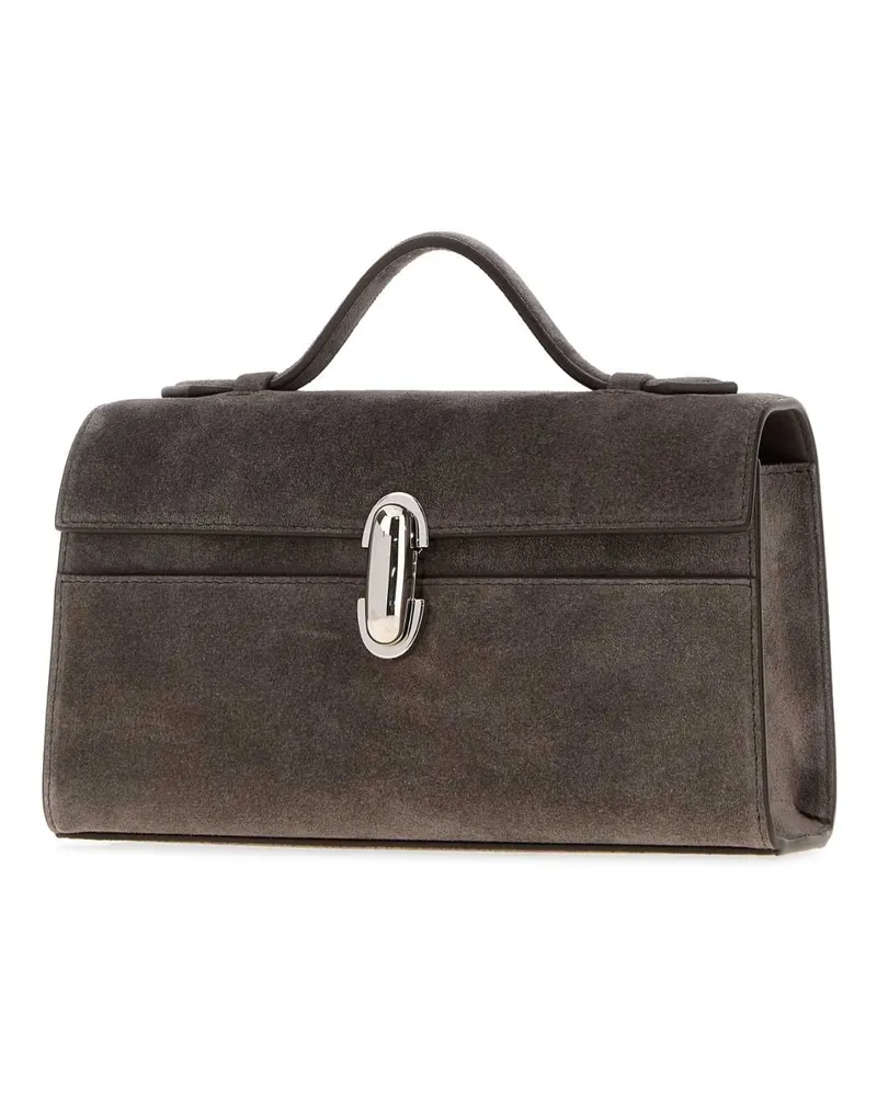 SAVETTE Pochette Suede Top Handle Bag — Gray Gray