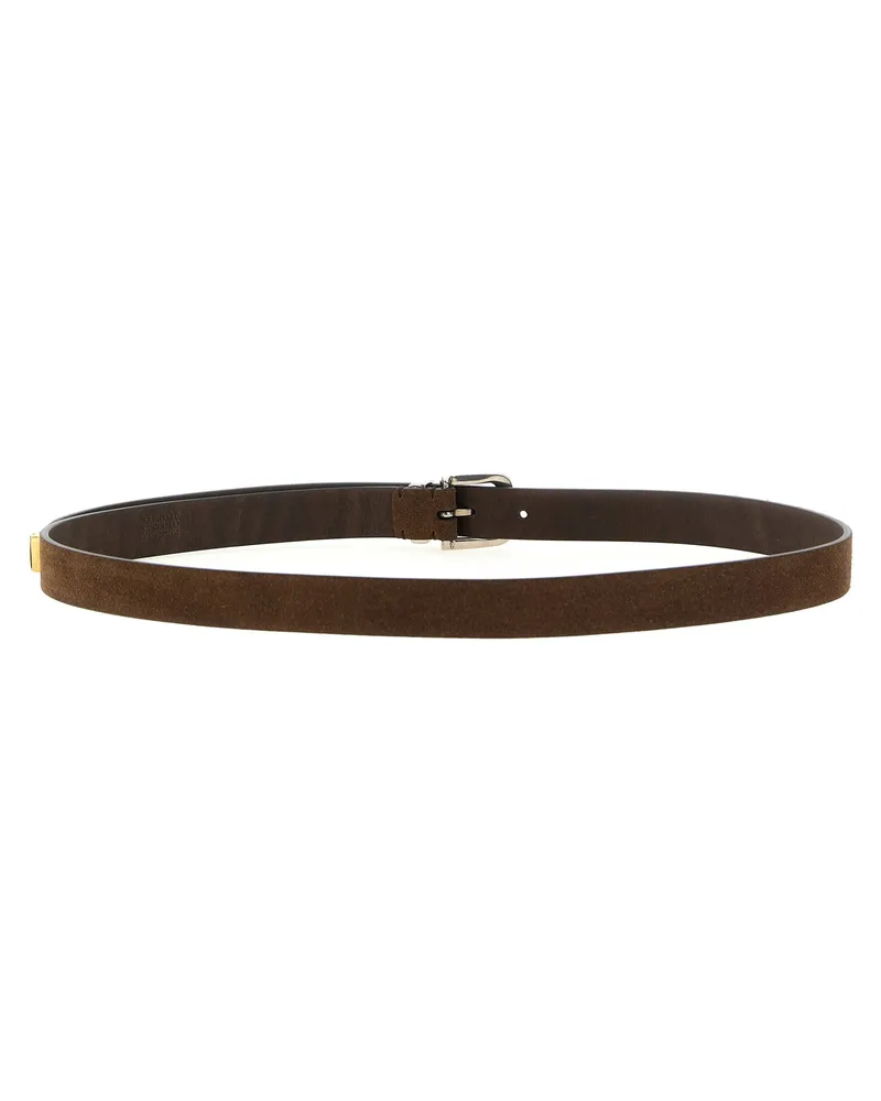 Brunello Cucinelli Inverted Leather Belt — Brown Brown