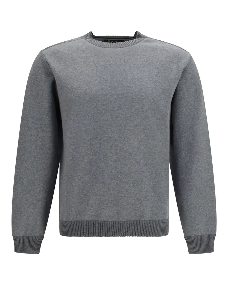 Loro Piana Men Crew Neck Sweatshirt Whitney Melange Smoke Grey Cotton Sweatshirts Sweater Gray