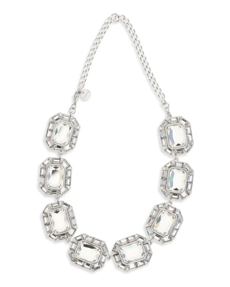 Self-Portrait Women's Silver Crystal Necklace Brass Necklaces Silver