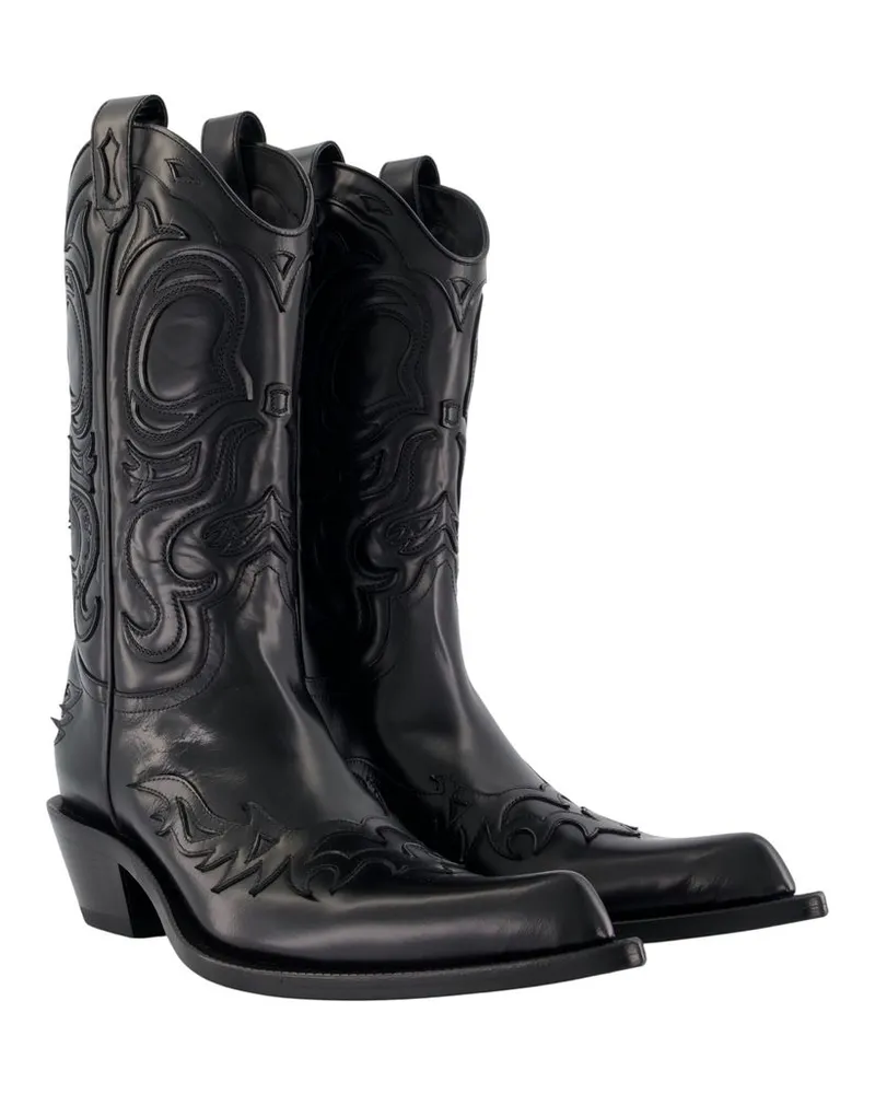 Acne Studios Embroidered Lambskin Boots — Black Black