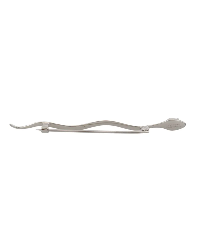 Dolce & Gabbana Women's Silver Brass Crystal Spilla Serpente Mens Brooch Pin Accessory Silver