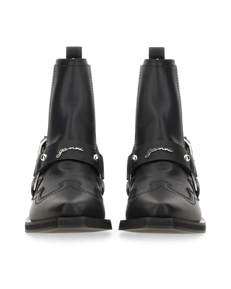 Ganni Chelsea Western Boot — Black Black