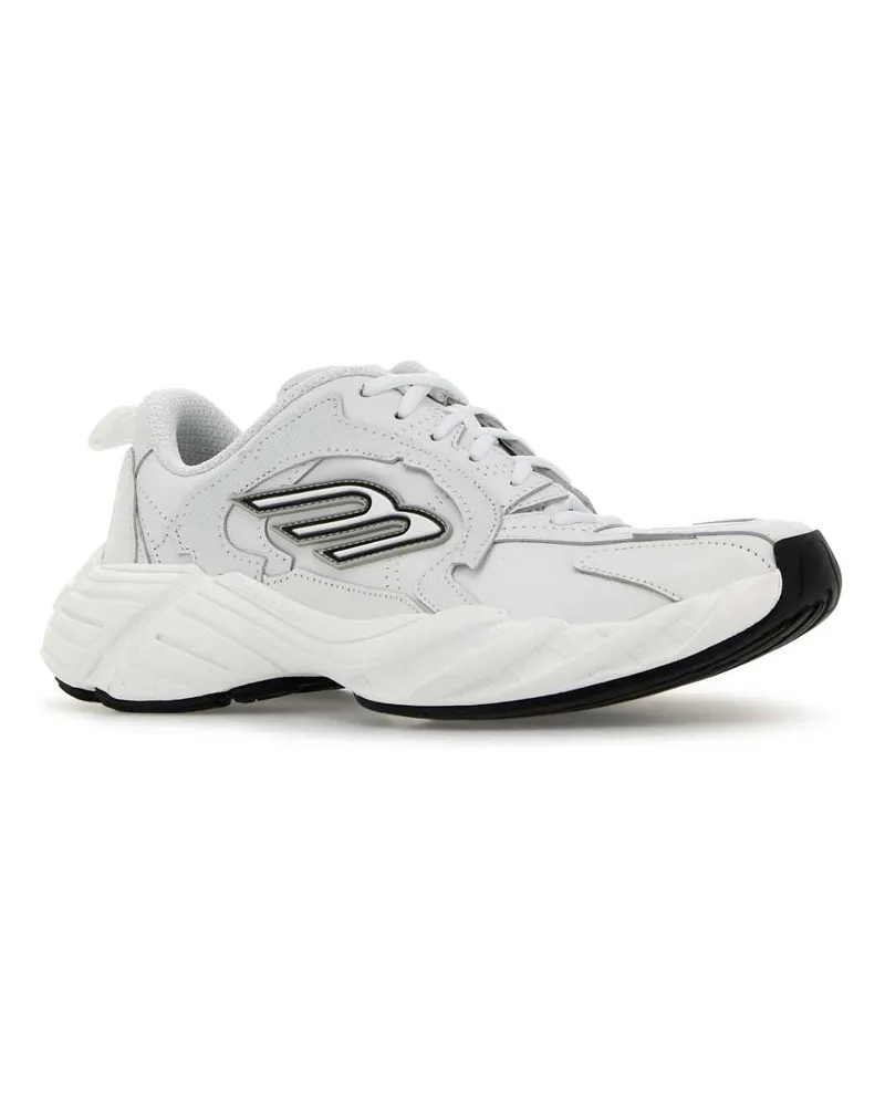 Balenciaga Women's White Leather Monday Sneakers - Black Grey T Bovine Polyester White