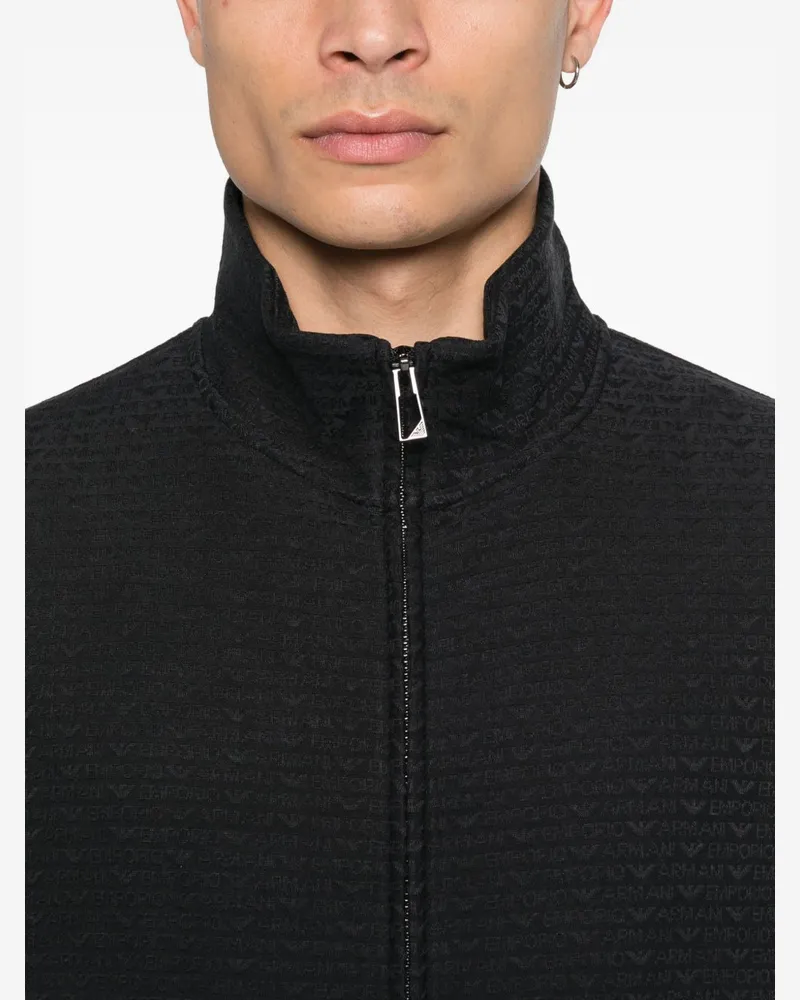Emporio Armani Cotton-Blend Zipped Sweatshirt — Black Black