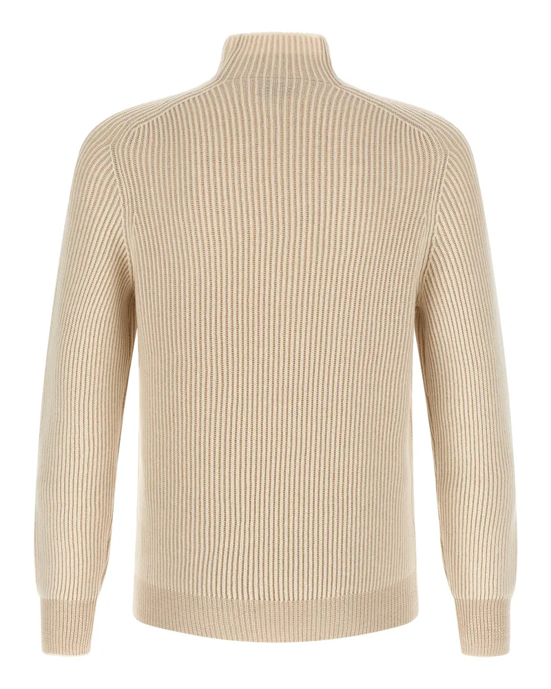 Brunello Cucinelli Ribbed Cashmere Sweater — Beige Beige