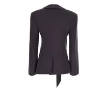 Wool with Oversized Ribbon Detail Blazer — Brown