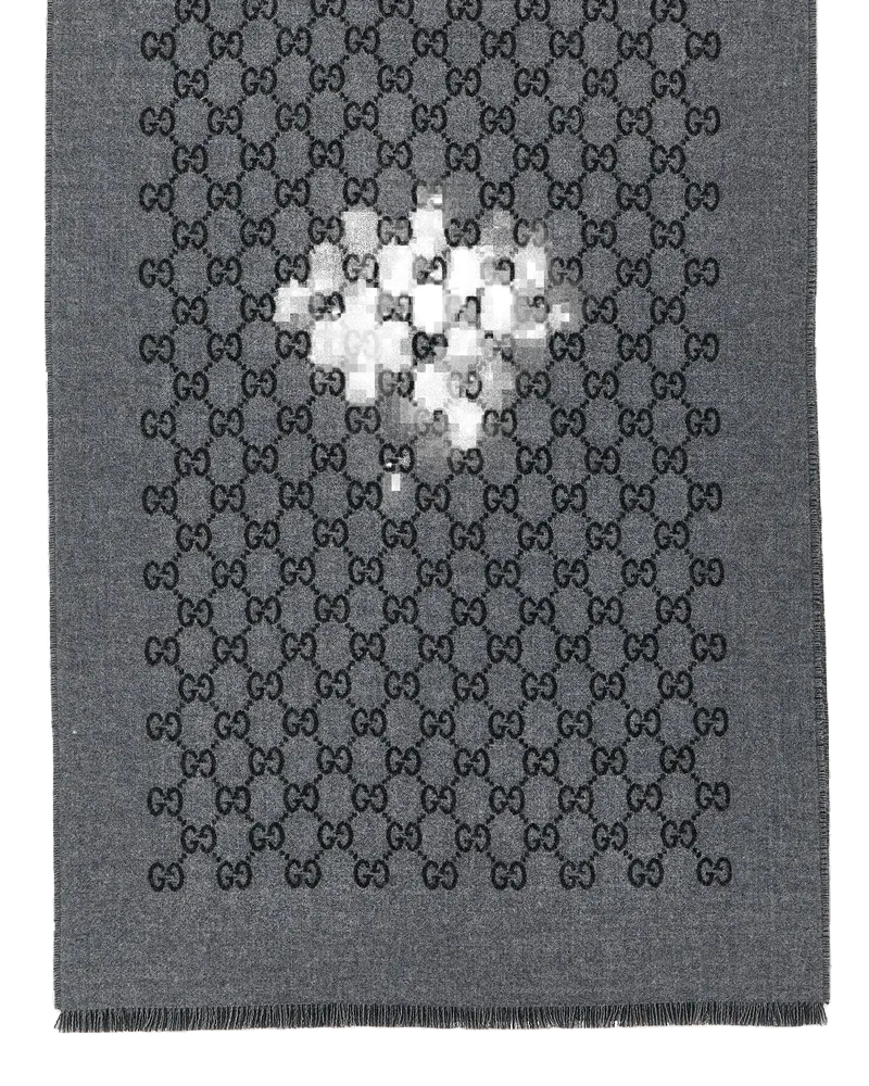 Gucci Logo-Jacquard Wool Scarf — Grey Grey