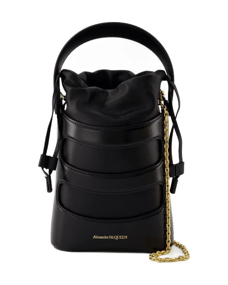 Alexander McQueen Women's The Rise Mini Crossbody Bag Black Calfskin Black