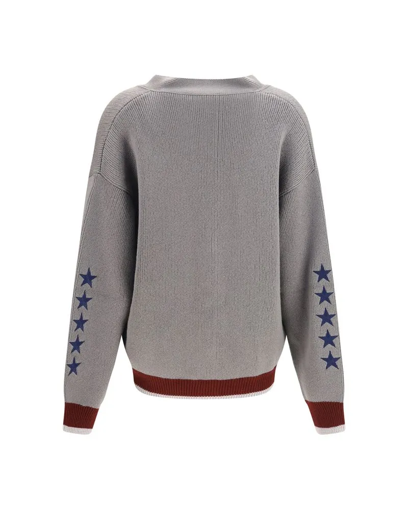 OFF-WHITE College Varsity Knit Cardigan — Gray Gray