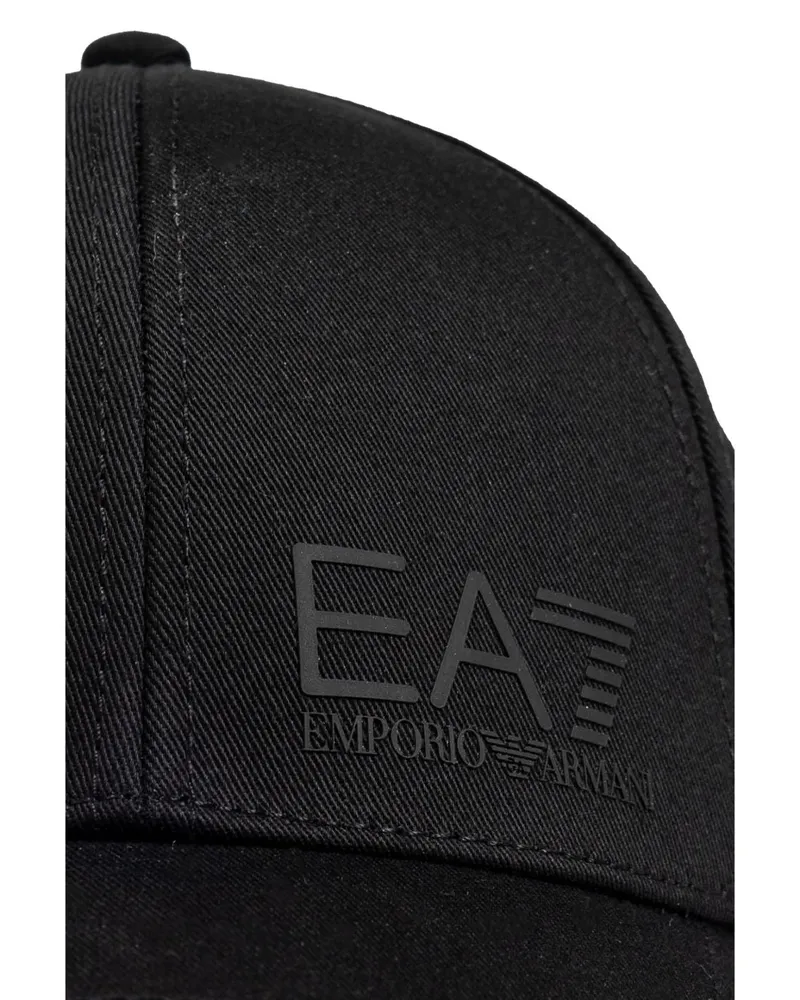 EA7 Logo-Embroidered Baseball Cap — Black Black