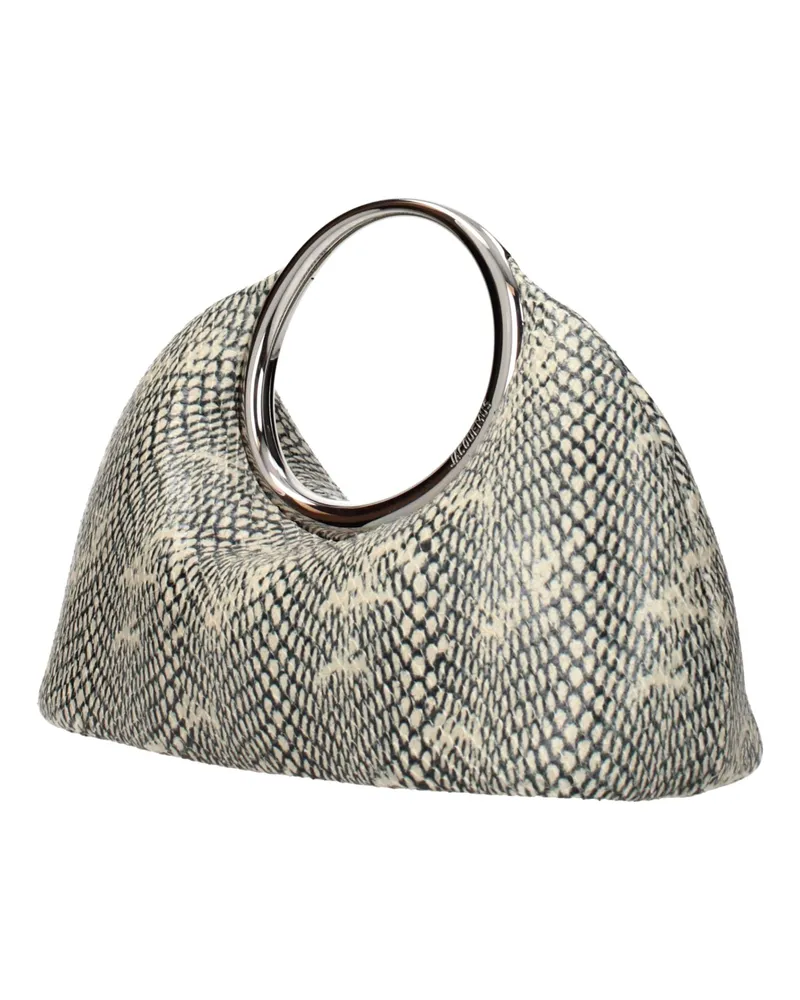 Jacquemus Python-Embossed Leather Top Handle Bag — Beige Beige