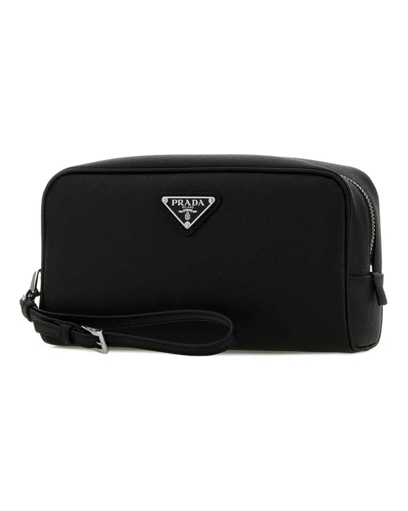Prada Men's Black Leather Beauty Case Nero Accessory Black