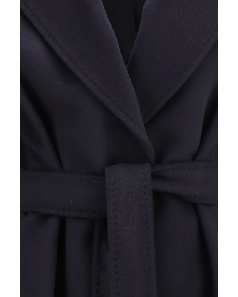 Max Mara Women's Wool Coat With Peak Lapels Blue Fleece (ovis Aries Blue