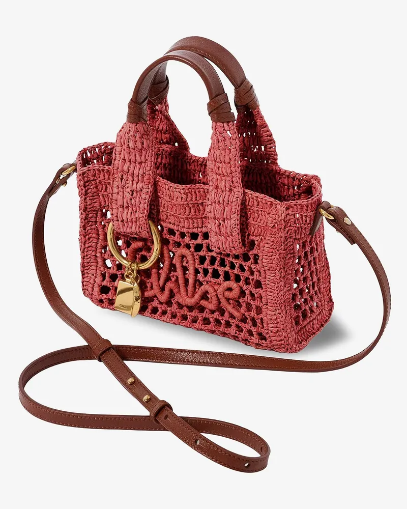 Chloé Women's Crossbody Bag Summer Banana Red Raffia Shoulder Red