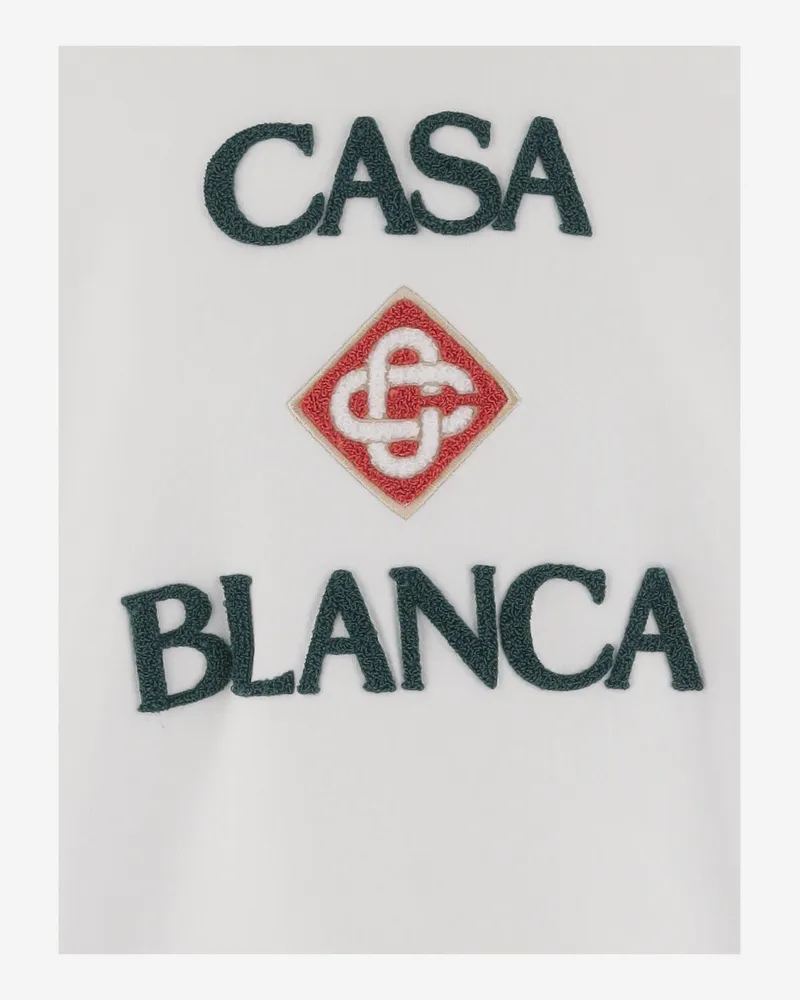 Casablanca Paris Men's Sweatshirt With Logo Cotton White Organic Sweatshirts Sweater White