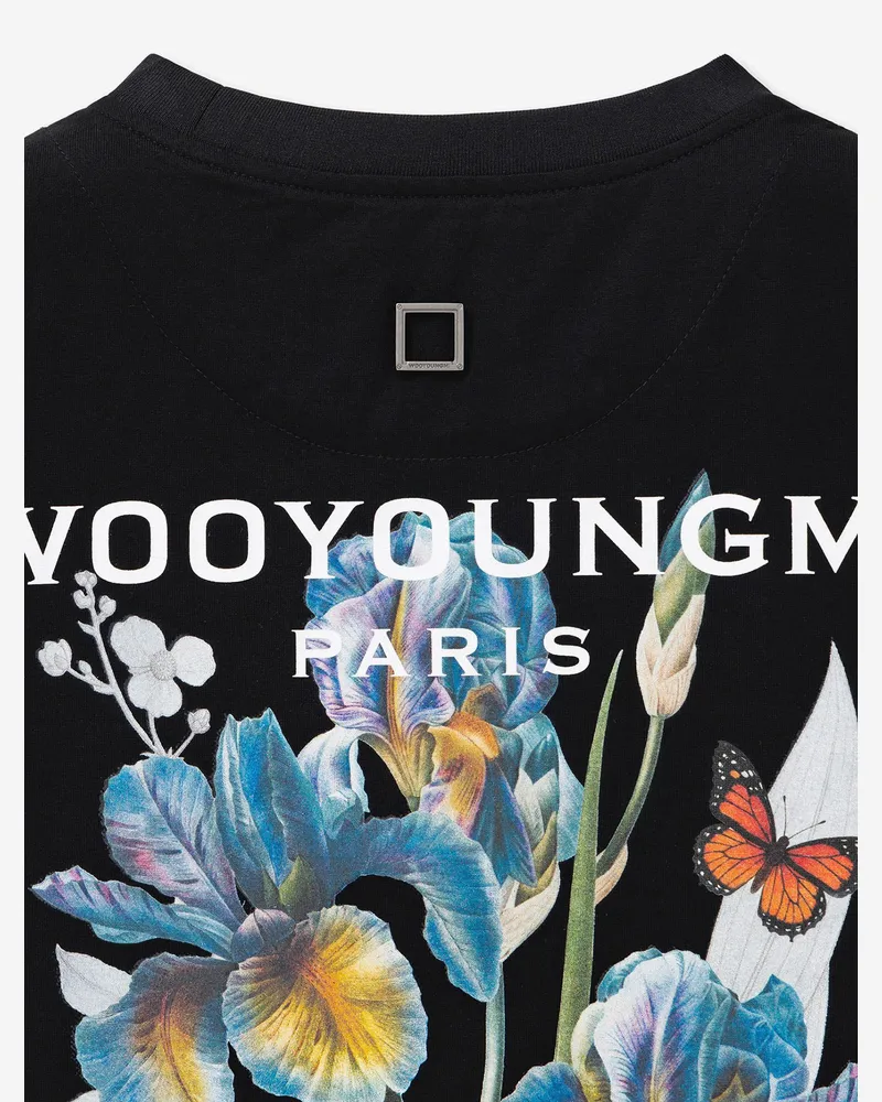 Wooyoungmi Women's T-Shirt With Back Print, Cotton Black T-Shirts & Jerseys Black