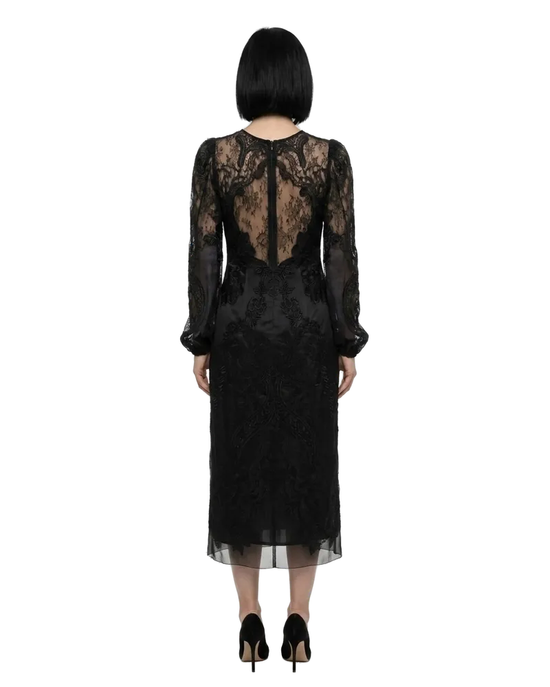 Dolce & Gabbana Women Multicolor Cotton Cocktail Dress Black