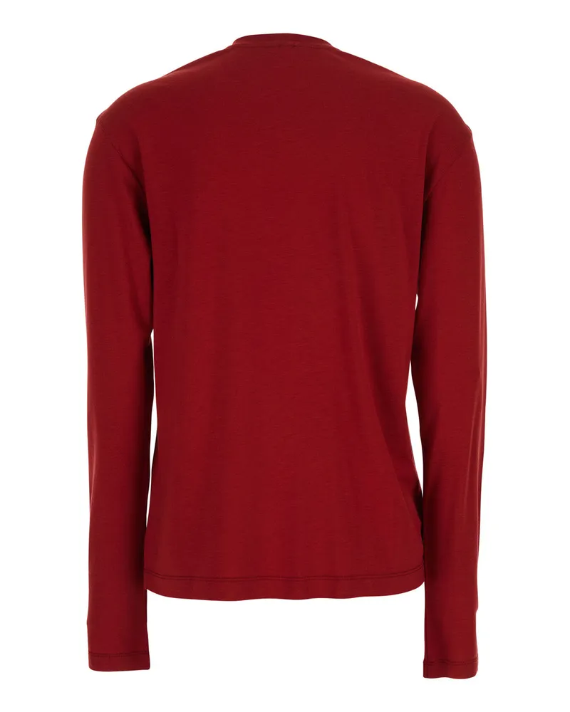 Totême Women T-Shirt Crew Neck Long Sleeve Red Lyocell T-Shirts & Jerseys Red