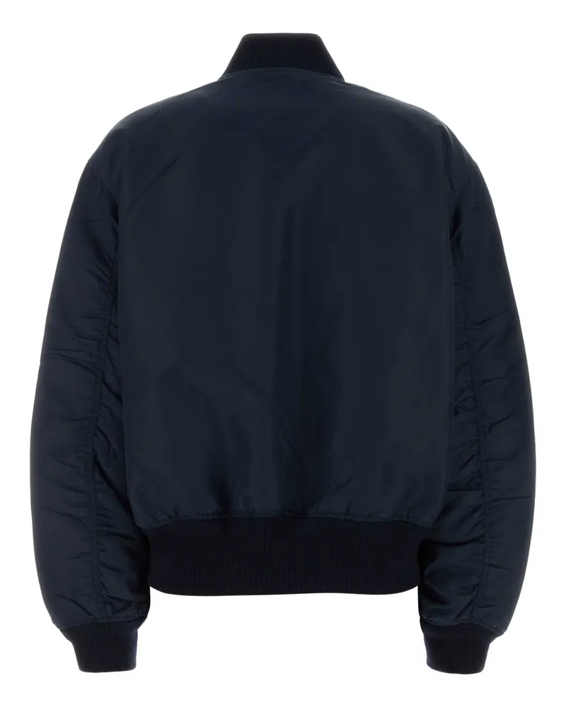 Prada Women's Dark Blue Twill Bomber Jacket Bleu Giubbini Navy