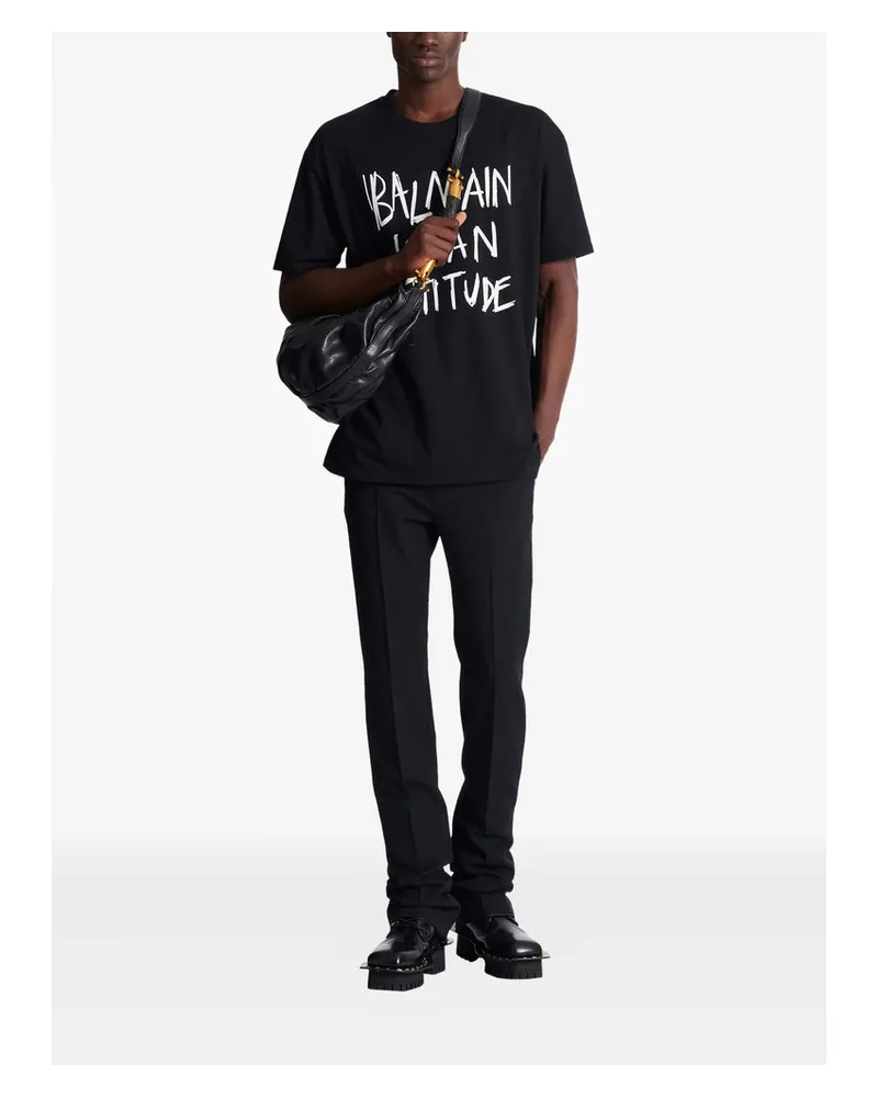 Balmain Organic Cotton Logo Print T-Shirt — Black Black