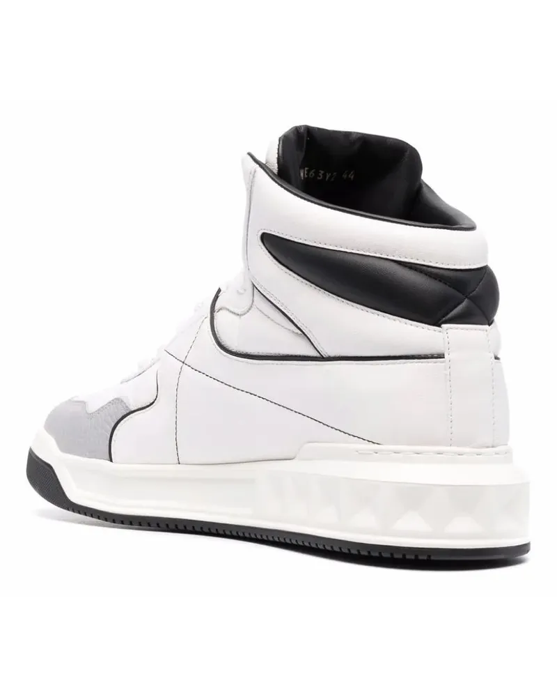 Valentino Garavani Men's One Stud Mid-Top Sneakers White Shoes White