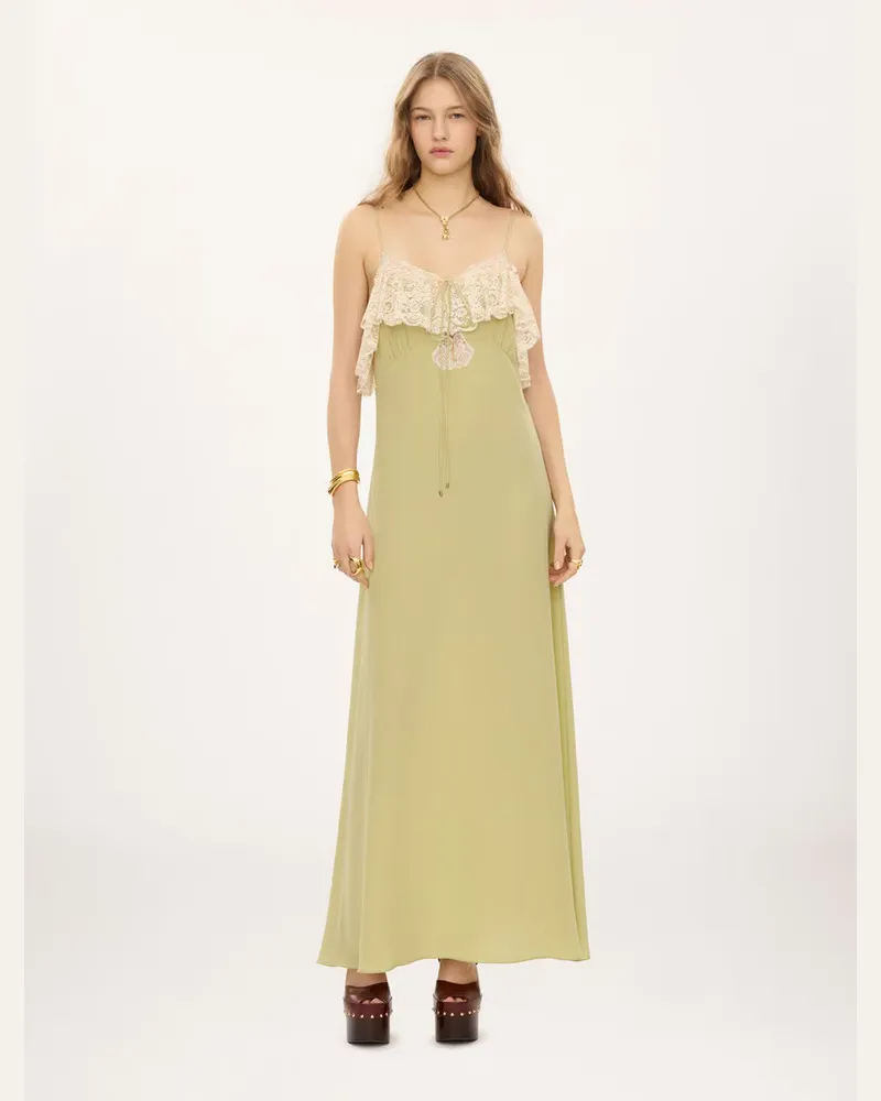 Chloé Women's Robe En Crêpe De Chine Soie Dusty Green Dress Green
