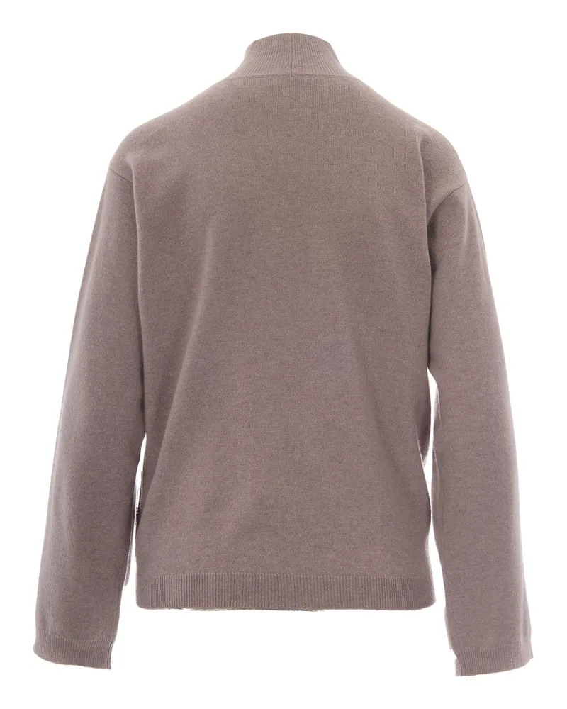 Fabiana Filippi Women's Turtleneck Jumper Platinum Mocha Meringue Virgin Wool Silk Cashmere Jumpers Sweater Brown