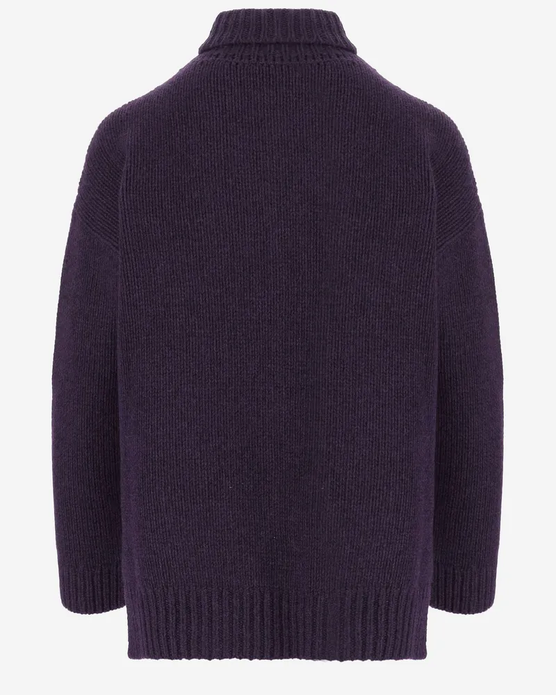 Bruno Manetti Cable-Knit Virgin Wool & Cashmere Sweater — Purple Purple