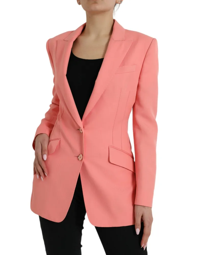 Dolce & Gabbana Women's Pink Polyester Single Breasted Blazer Jacket Viscose Elastane Clothing Pink